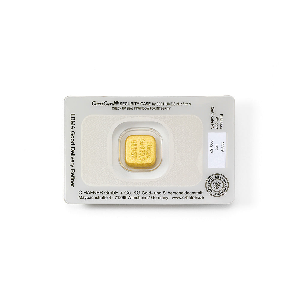 1 Unze Gold-Nugget (31,1 g) von C.Hafner – gegossenes Recyclinggold