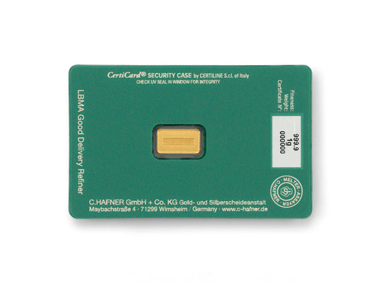 1 g Goldbarren Happy Birthday 999,9 von C.Hafner – nachhaltiger Motivbarren aus Recyclinggold