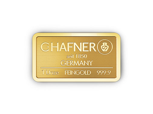 31,1 g Goldbarren (1 Unze) von C.Hafner aus Recyclinggold, LBMA-zertifiziert, in Sicherheitsverpackung