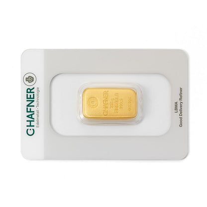 100 g Goldbarren von C.Hafner – gegossenes Recyclinggold mit Seriennummer