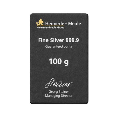 100 g Silberbarren 999 von Heimerle + Meule – nachhaltiges Recycling-Feinsilber