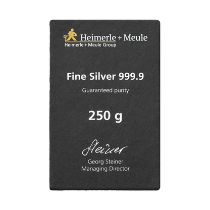250 g Silberbarren 999 von Heimerle + Meule – nachhaltiges Recycling-Feinsilber