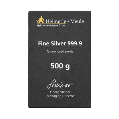 500 g Silberbarren 999 von Heimerle + Meule – nachhaltiges Recycling-Feinsilber
